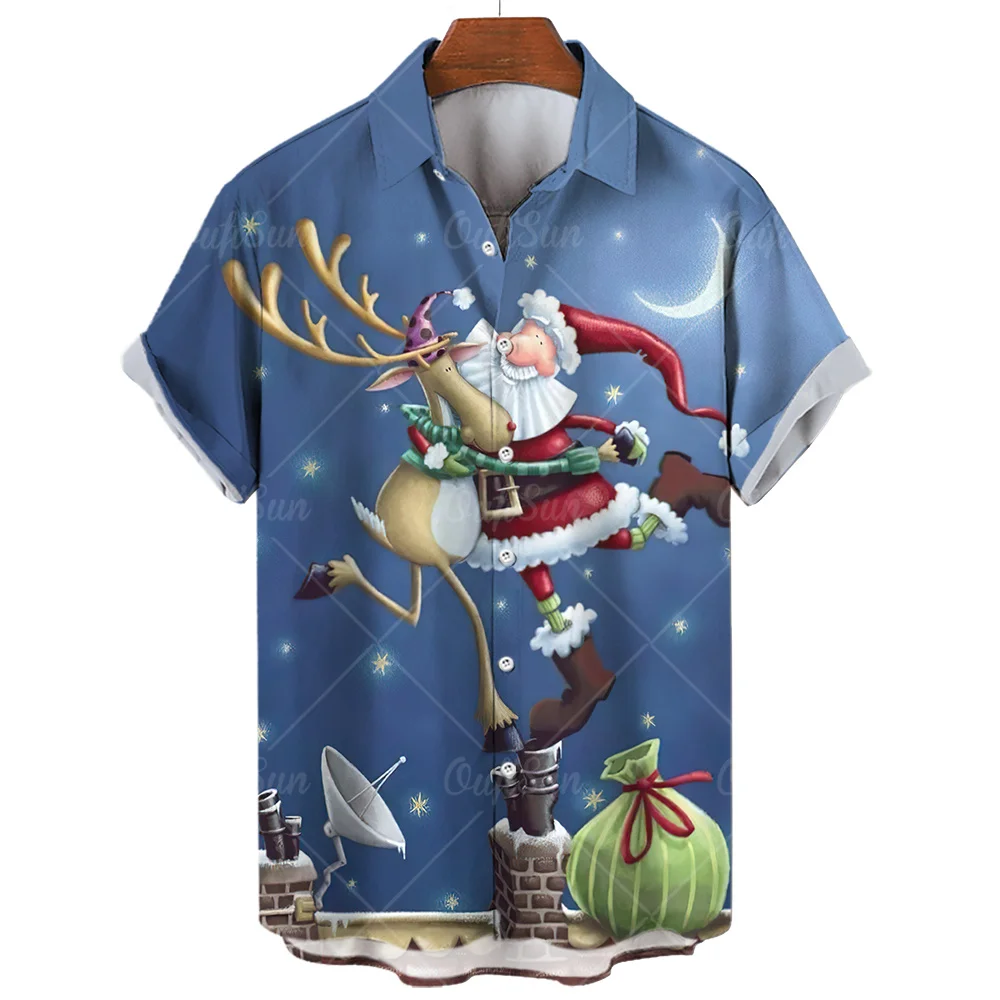 Top Trends: Santa Claus Shirt For Men Christmas Printed Summer Casual Tops Loose Oversized Shirt Beach Party Short Sleeved Shirts And Blouse Shoppable Styles - Image 6