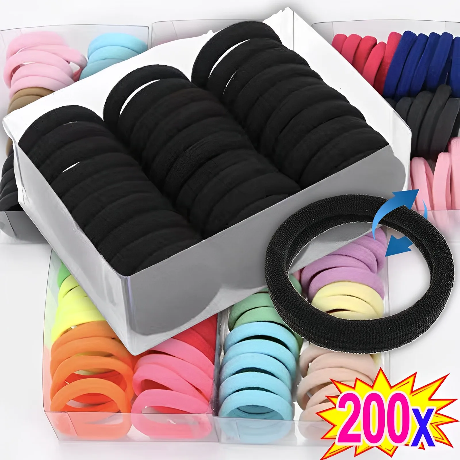 Top Trends: 50 / 200PCS Women Colorful Nylon Hair Bands Elastic Headbands Girls Ponytail Holder Scrunchie Fashion Hair Accessories Headwear Shoppable Styles