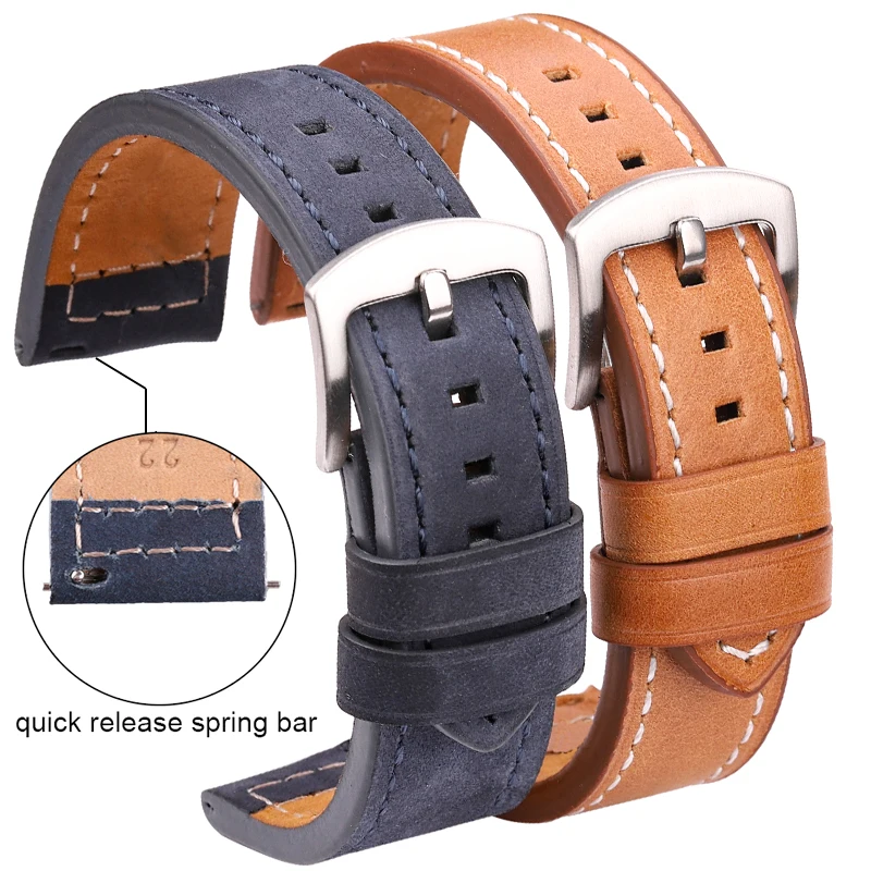 Top Trends: Cowhide Watchbands 18 20 22 24mm Women Men Quick Release For Samsung Gear S3 Genuine Leather Vintage Watch Band Strap Shoppable Styles