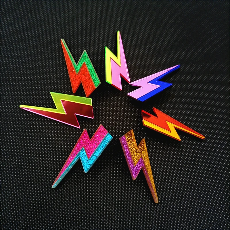 Top Trends: KUGUYS Glitter Lightning Acrylic Stud Earrings For Women Multicolor Jewelry Mirror Trendy Fashion Summer Classic Accessories Shoppable Styles