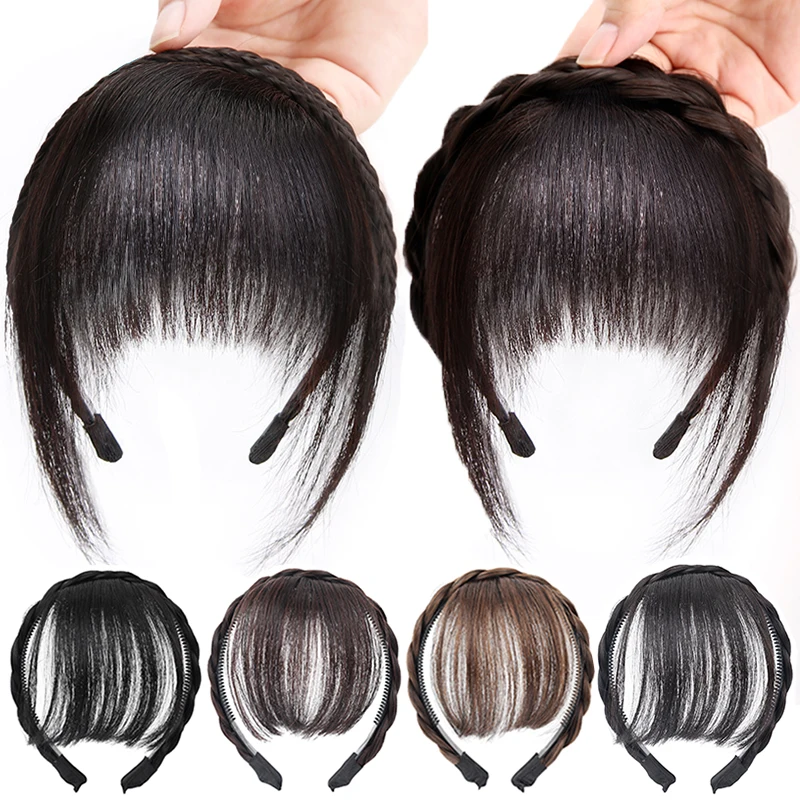 Top Trends: Wig Bangs Headband Synthetic Bangs Hair Extension Fake Fringe Natural Hair Clip On Hairpieces For Women Invisible Natural Clip Shoppable Styles