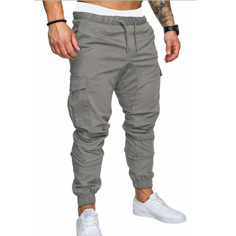 Top Trends: Summer Men&#039;s Cargo Pants Casual Sports Sweatpants Drawstring Men Brand Long Trousers Army Joggers Pants Pantalon Homme New Shoppable Styles