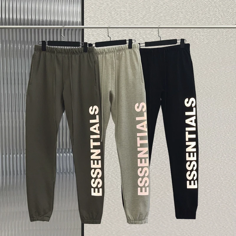 Top Trends: Fw21New Men's Essentials Joggers Fashion 100% Cotton Reflective Print Letters Hip Hop Loose Unisex High Quality Sweatpants Shoppable Styles