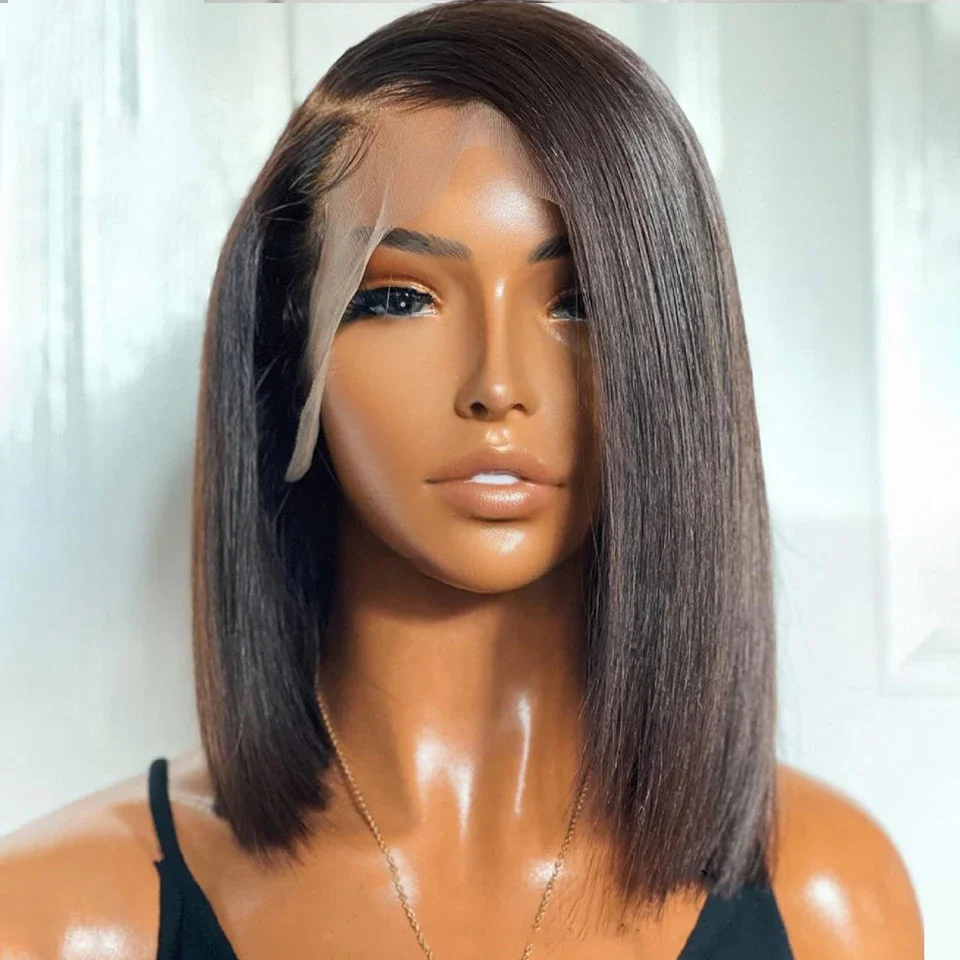 Top Trends: 13x1 Bob Wigs For Women Human Hair Short Wig Pre Plucked Bone Straight Side Part Lace Wigs Brazilian Remy Hair BOB Lace Wig Shoppable Styles