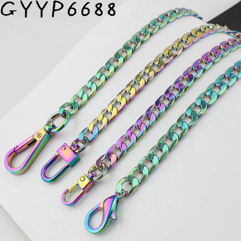 Top Trends: Width 10mm Rainbow Chain Bags Purses Strap Accessory Factory Quality Plating Cover Wholesale Flat Chain Shoppable Styles