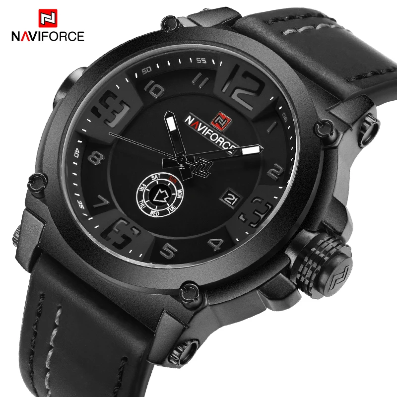 Top Trends: NAVIFORCE Top Luxury Brand Men Sports Military Quartz Watch Man Analog Date Clock Leather Strap Wristwatch Relogio Masculino Shoppable Styles