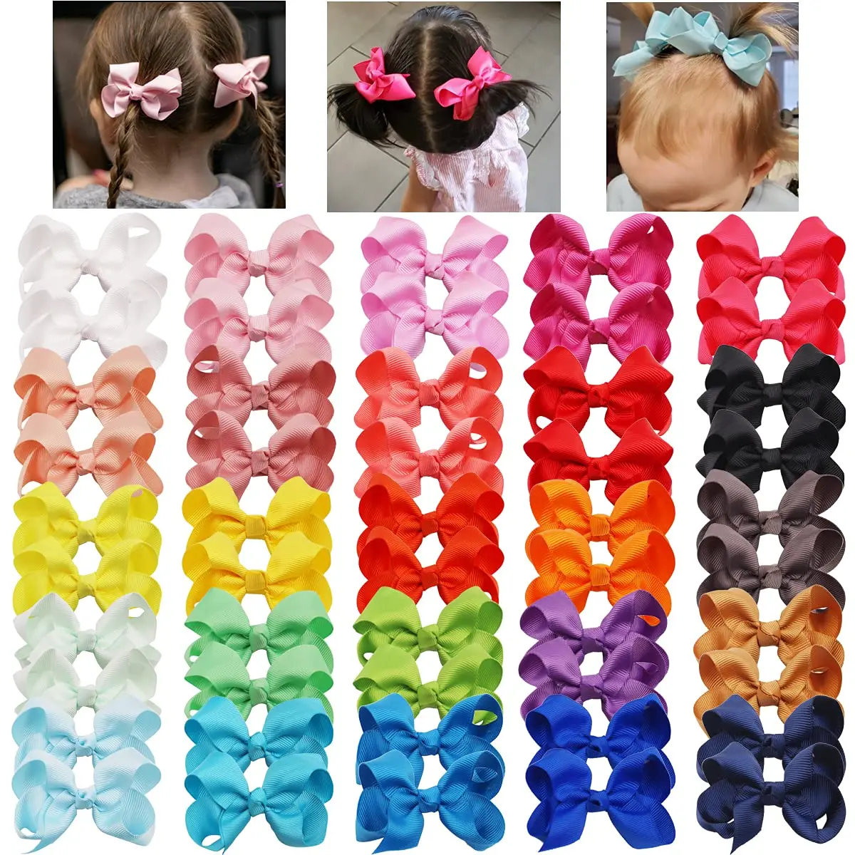 Top Trends: 20PCS Baby Hair Clips 3 Inch Grosgrain Ribbon Hair Bow Alligator Hair Clips Hair Accessories For Infants Support Wholesale Shoppable Styles