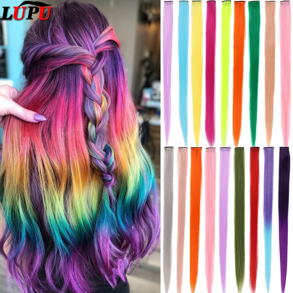 Top Trends: LUPU Synthetic Straight Long Hair Clip-In One Piece For Ombre Hair Extensions Pure Color Fake Hair Pieces Clip In 2 Tone Hair Shoppable Styles