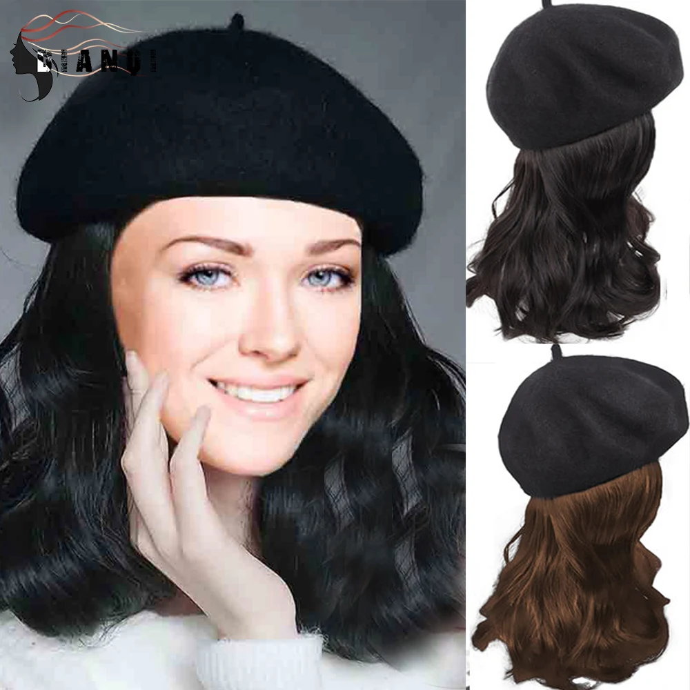 Top Trends: DIANQI Synthetic Hair Short Curly Hat Wigs For Women With Black Beret Naturally Connect False Hair Girl Party Hat Wig Shoppable Styles