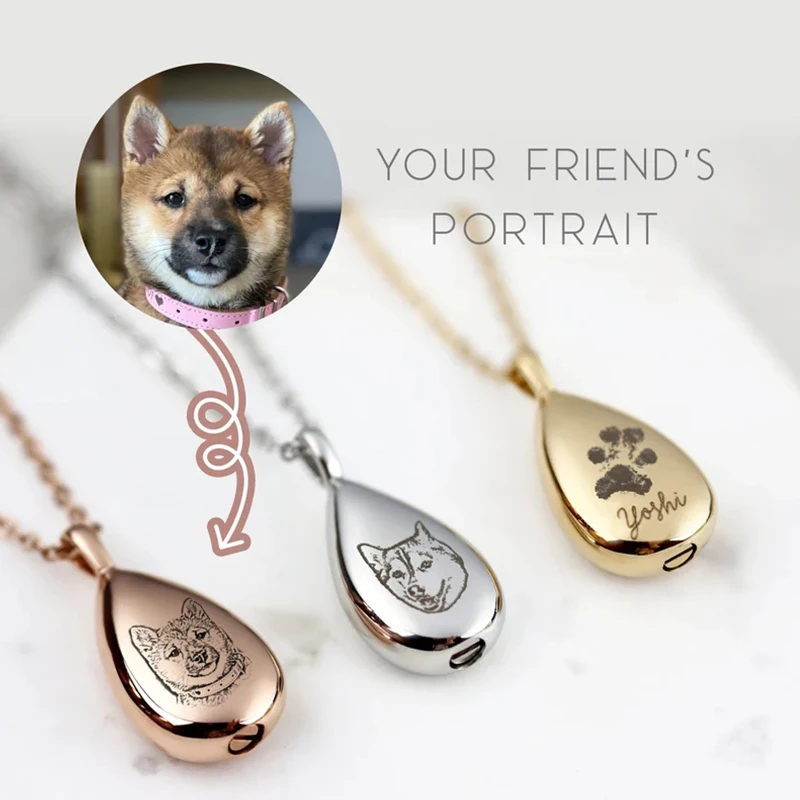 Top Trends: Cremation Jewelry Custom Pet Portrait Pet Urn Necklace For Pet Lover Gifts Pet Ashes Necklaces Paw Print Keepsake Dog Gifts Shoppable Styles