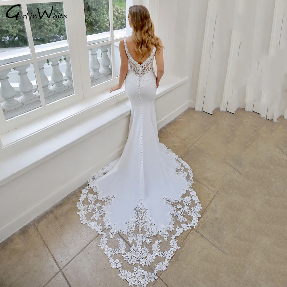 Top Trends: Sexy Mermaid Wedding Dress Court Lace Train Spaghetti Straps Bride Dresses V Neck Bridal Gown Tailor-made Vestidos De Novia Shoppable Styles