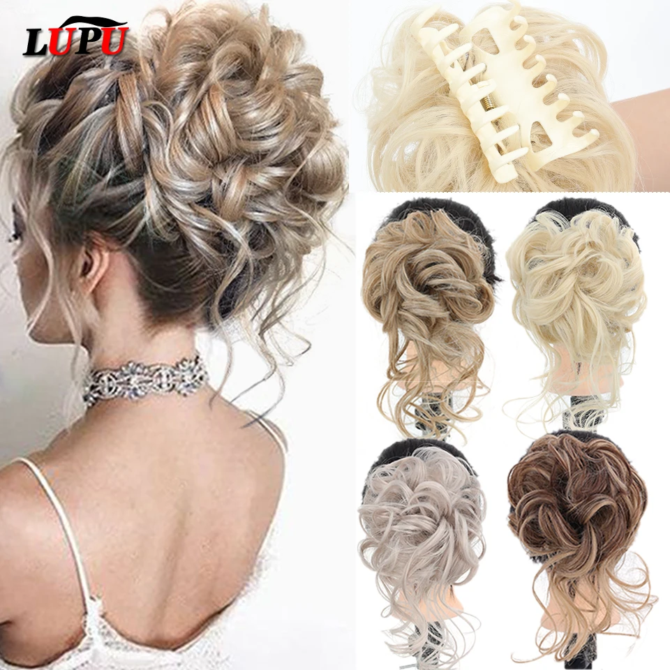 Top Trends: LUPU Synthetic Chignon Messy Curly Claw Hair Bun Scrunchy Fake False Hair Band Tail For Women Hairpieces Blonde Black Brown Shoppable Styles