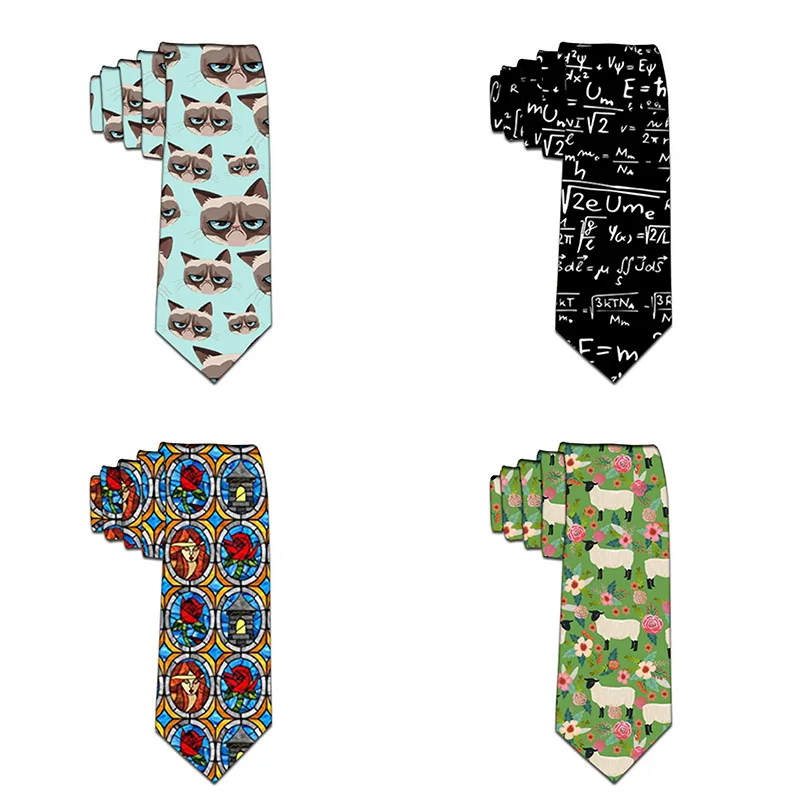 Top Trends: Funny Neckties For Men Cartoon Novelty Fashion Ties Flower Printed Neck Ties Wedding Gift Party Accessories 5LD50 Shoppable Styles