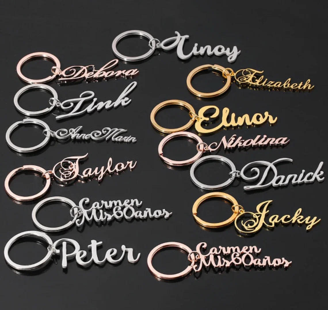 Top Trends: Custom Name Keychain Personalized Vertical Nameplate Pendant Stainless Steel Keyring For Unisex Family Jewelry Wholesale Shoppable Styles