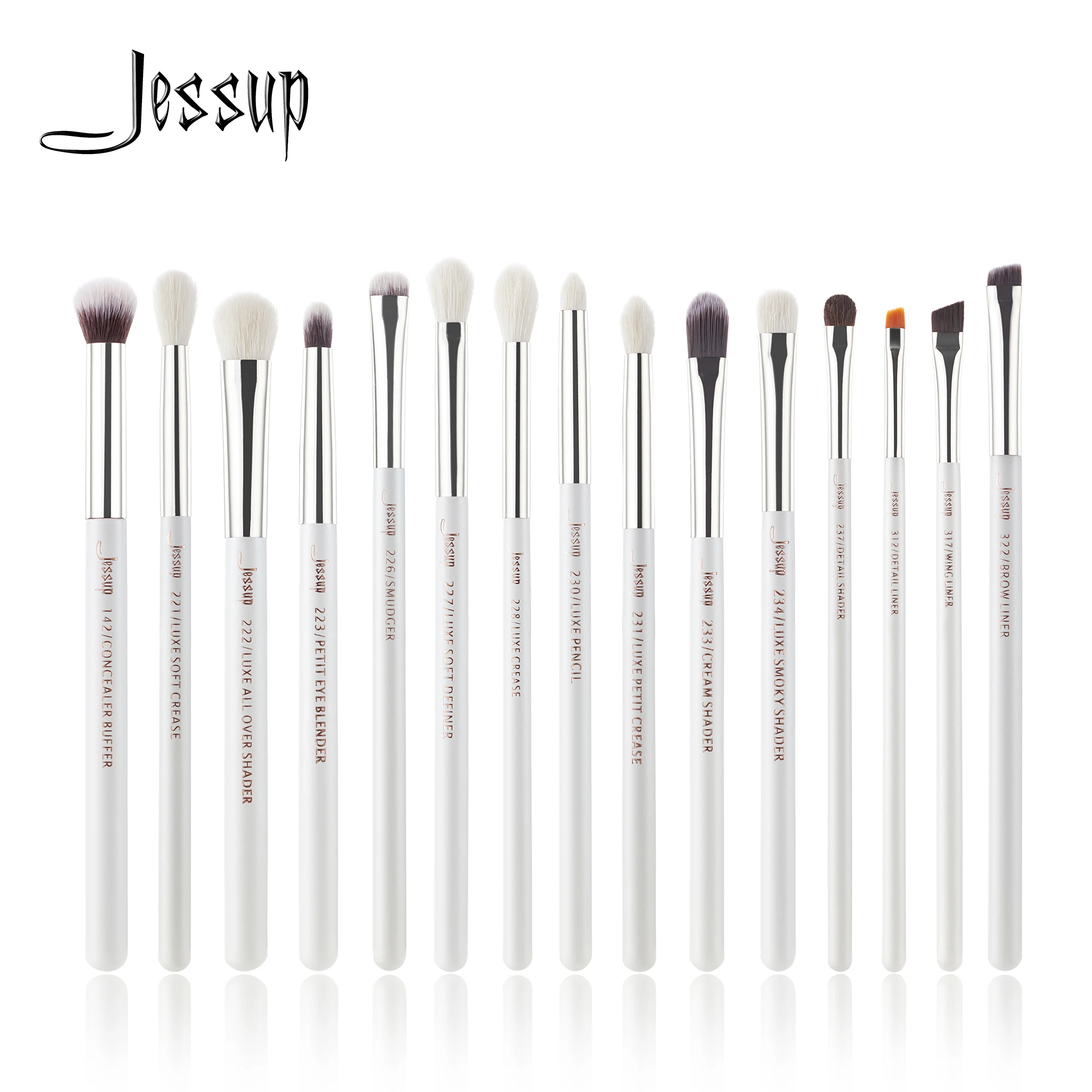 Top Trends: Jessup Professional Makeup Brushes Set 15pcs Make Up Brush Pearl White / Silver Tools Kit Eye Liner Shader Natural-synthetic Hair Shoppable Styles