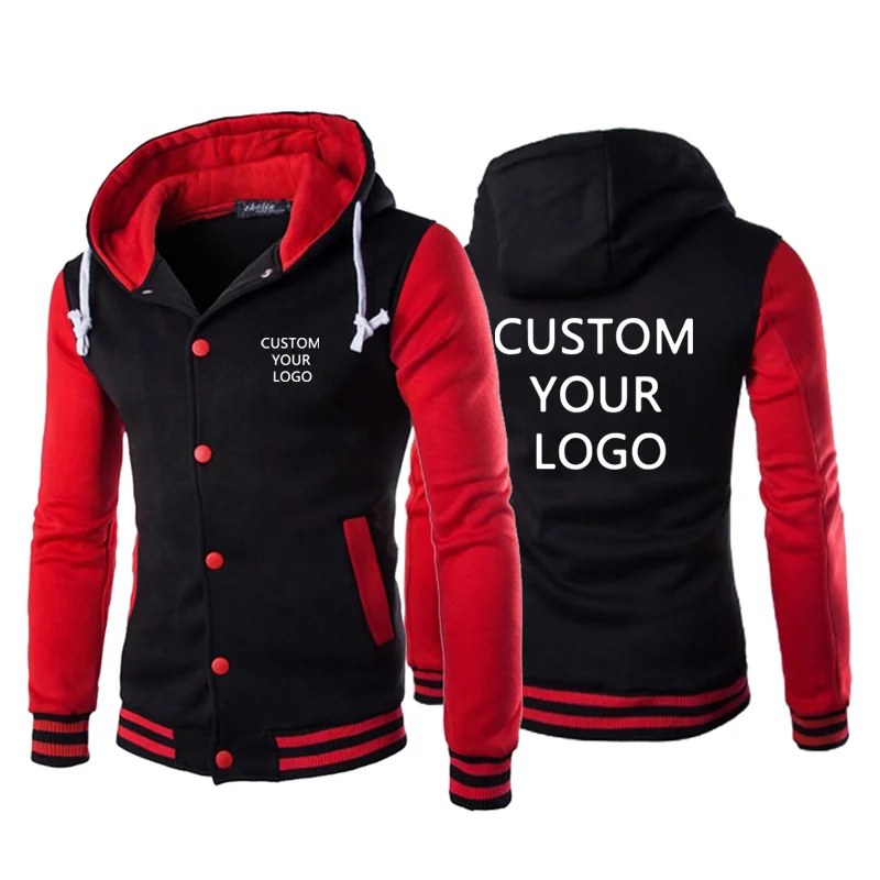 Top Trends: Custom Logo Men Hoodies Jacket Spring Autumn Long Sleeve Slim Fit Casual Sportwear Outdoor Tops Coat Black White Red Yellow Shoppable Styles