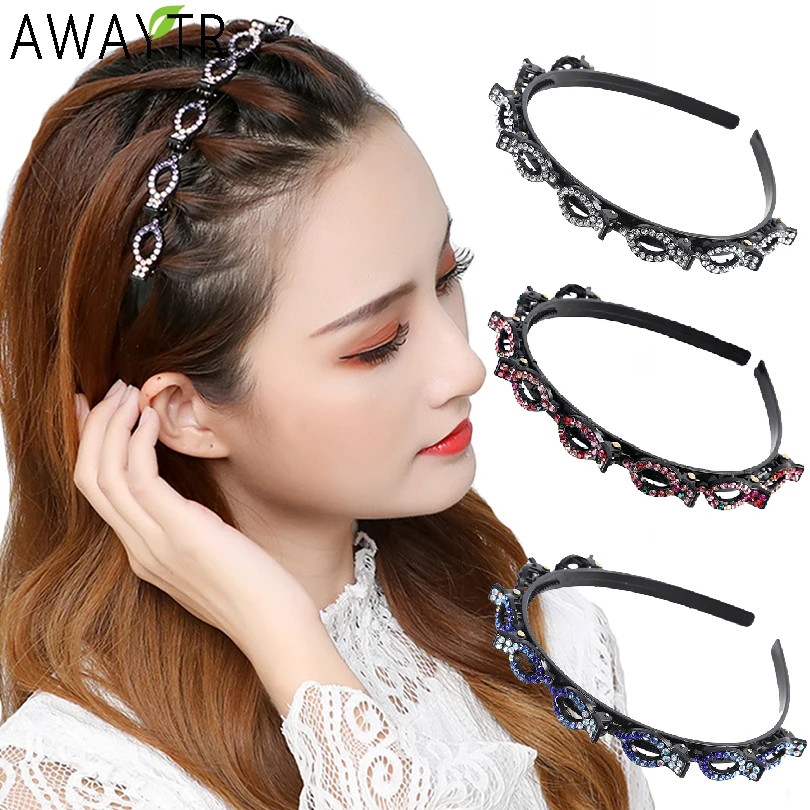 Top Trends: Non-Slip Alice Hairband Rhinestone Headband Women Hair Bands Hoop Claws Clips Double Bangs Hairstyle Hairpin Hair Accessories Shoppable Styles