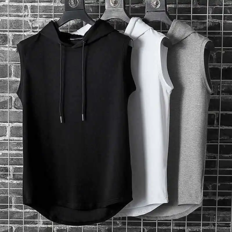 Top Trends: 2022 New Fashion Clothing Bodybuilding Muscle Guys Fitness Men Women Hooded Tank Top Vest Sportswear Sleeveless Shirt Hoodie Shoppable Styles