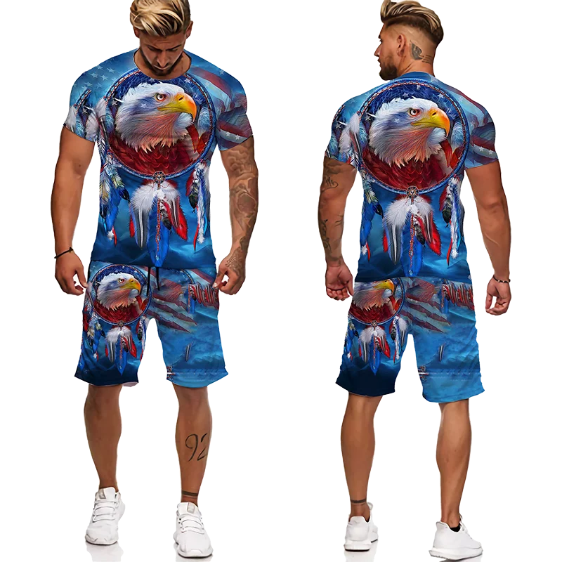 Top Trends: Soaring Eagle 3D Print Men's T Shirts O Neck Short Sleeve Oversized Tops Animal Graphic Tees Streetwear Summer Men's Tracksuit Shoppable Styles - Image 6