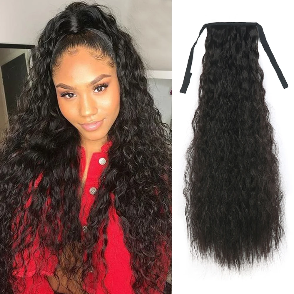 Top Trends: My-Diva Synthetic Drawstring Ponytail 22 Inches Long Corn Wavy Hair Extensions Hairpieces Heat Resistant Pony Tail Fake Hair Shoppable Styles