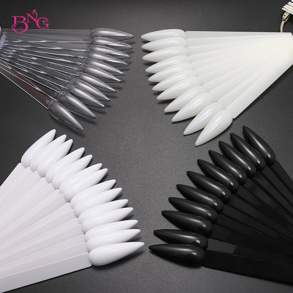 Top Trends: 40pcs Stiletto Nail Swatches Sticks Gel Nail Polish Display Board Fan-shaped Art False Tips Color Card Detachable Practice Stick Shoppable Styles