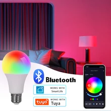 スマートLED電球,15W,e27,rgb,bluetooth 4.0,色変更ライト,調光可能,家,ホテル,バー,寝室の装飾,AC85-265V
