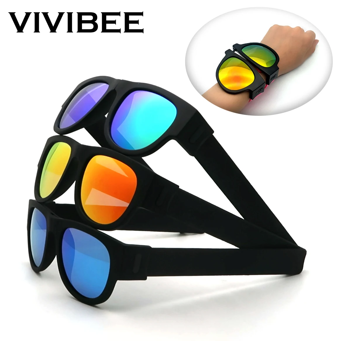 Top Trends: VIVIBEE Novelty Mirror Men Polarized Folding Sunglasses New Arrival Slap Sport Foldable Wristband Shades 2024 Trend Product Shoppable Styles