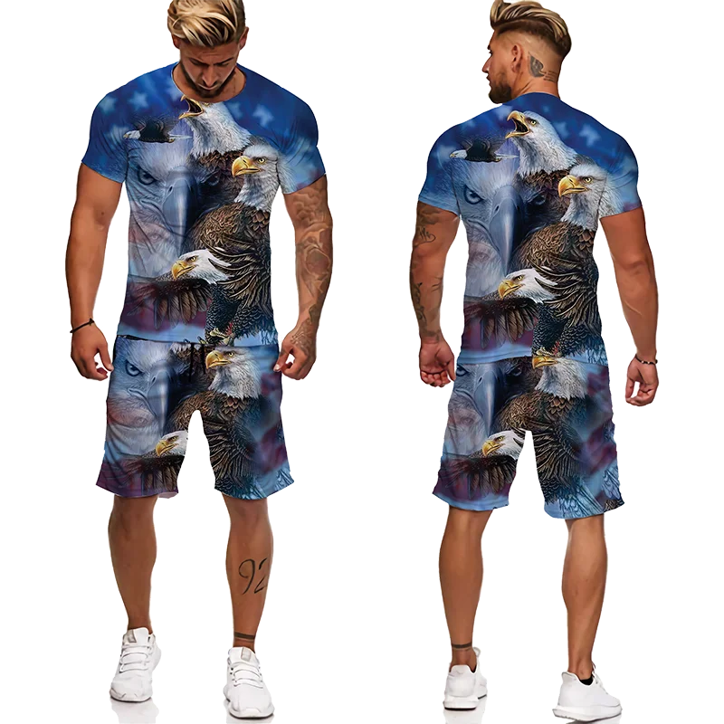 Top Trends: Soaring Eagle 3D Print Men's T Shirts O Neck Short Sleeve Oversized Tops Animal Graphic Tees Streetwear Summer Men's Tracksuit Shoppable Styles - Image 5