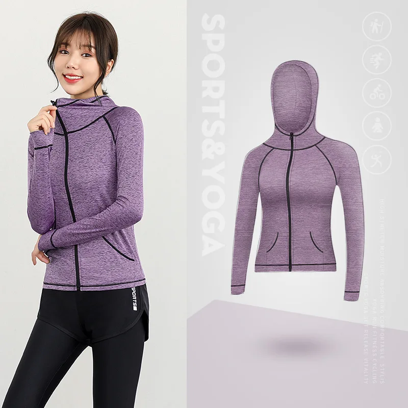 Top Trends: Fitness Clothing Top Sport Gym Sportswear Sweatshirt Women Running Jacket Hooded Thumb Hole Yoga Jacket Zipper Jacket For Women Shoppable Styles