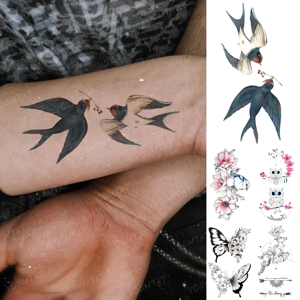 Top Trends: Water Transfer Temporary Tattoo Sticker Swallow Bird 3D Realistic Cute Animal Tatoo Woman Man Child Kid Arm Body Art Fake Tatto Shoppable Styles