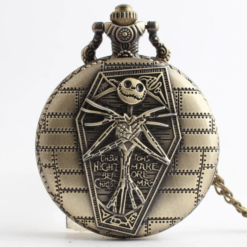 Top Trends: Fright Skull Retro Steampunk Quartz Pocket Watches Nightmare Before Christmas Chain Necklace Pendant Best Gifts Reloj Hombre Shoppable Styles