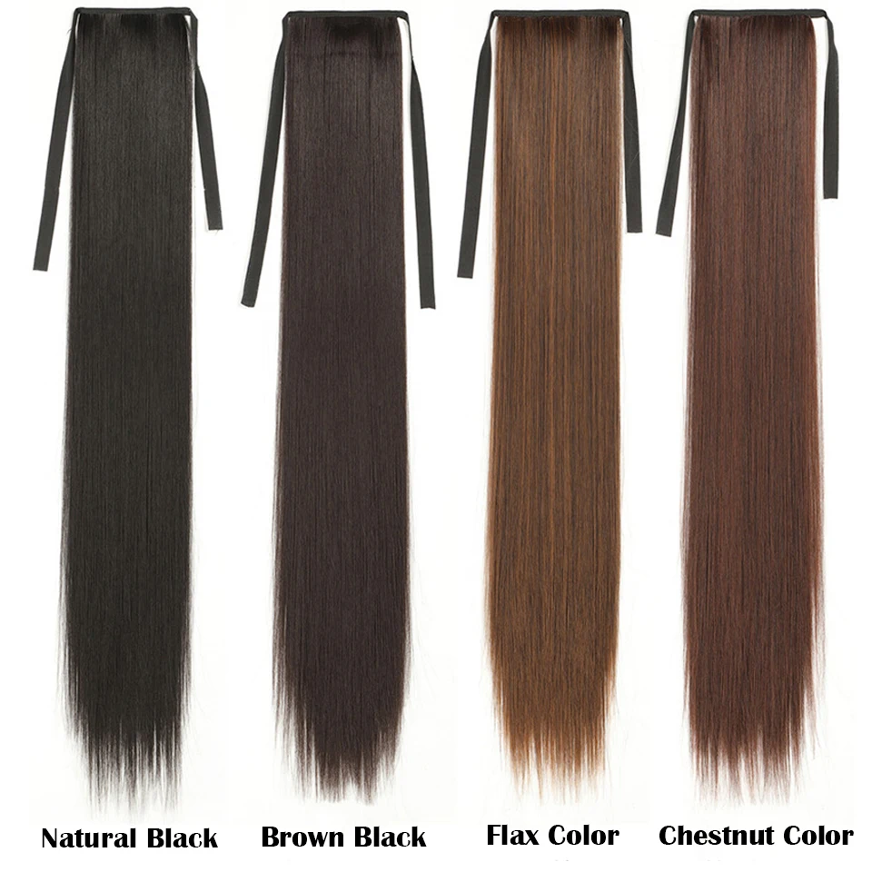 Top Trends: SEELAUGH Synthetic 32 Inch Hair Fiber Heat-Resistant Straight Hair With Ponytail Fake Hair Chip-in Hair Extensions Pony Tail Shoppable Styles - Image 3