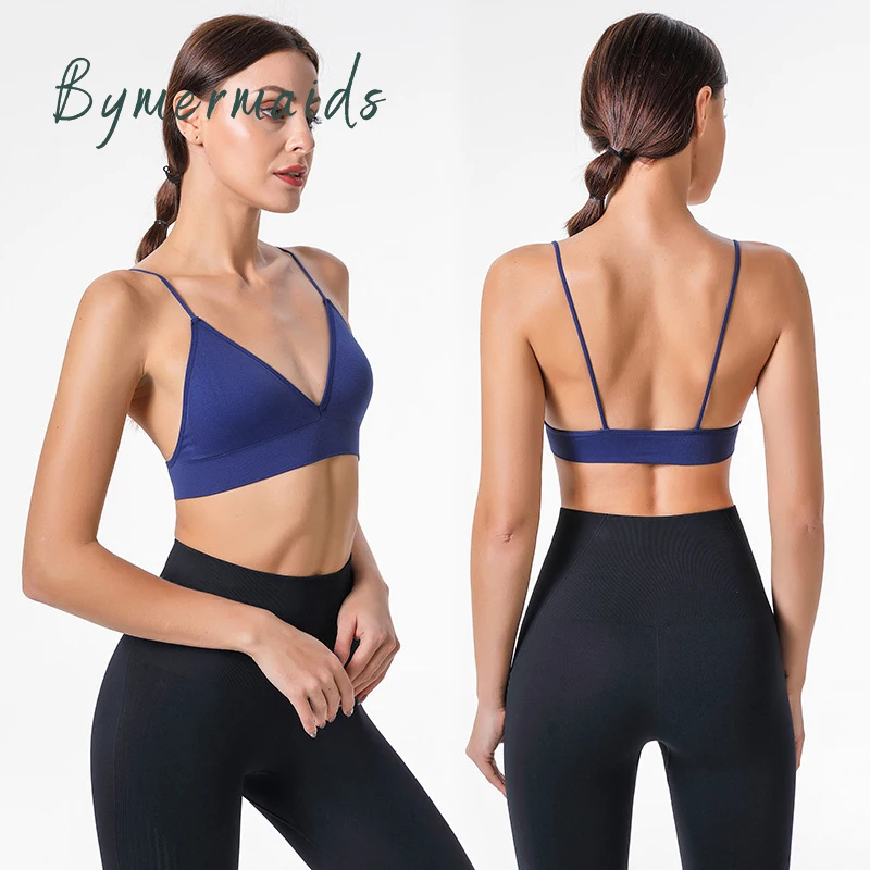 Top Trends: Bymermaids Fitness Yoga Top Deep V Sexy Triangle Cup Bralette Boneless Sports Bra Seamless Push Up Bra Women's Tube Top Crop Top Shoppable Styles