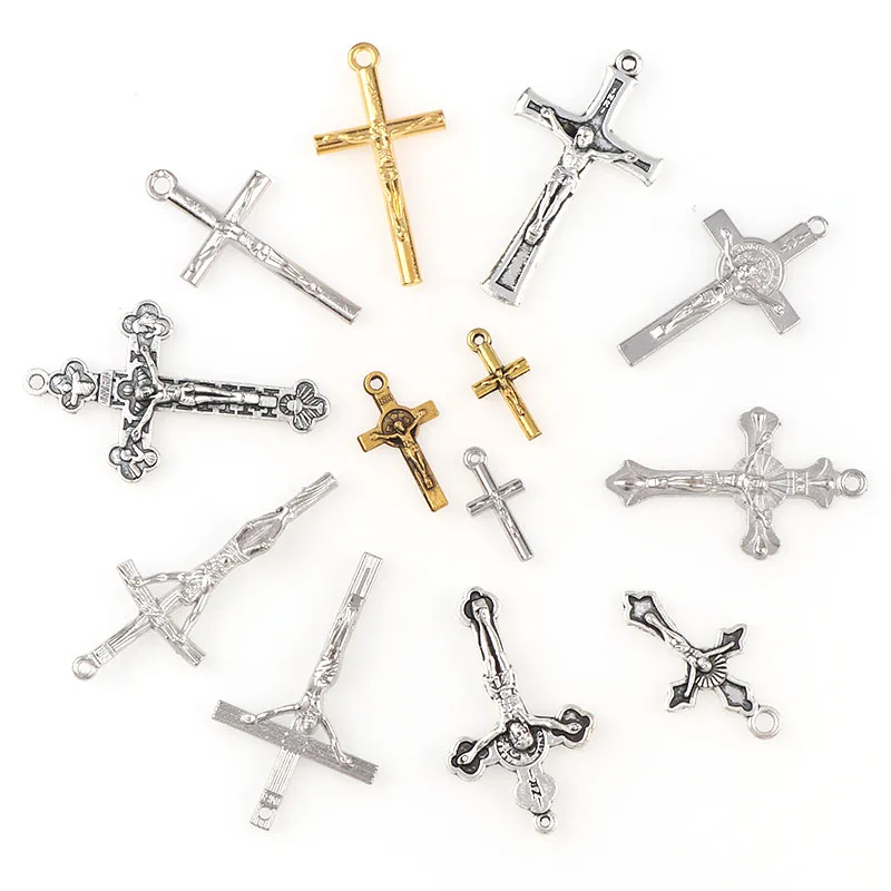 Top Trends: Religious Charms Cross One Hole Necklace Link Charm Pendants Center Accessories DIY Jewelry Accessories Shoppable Styles