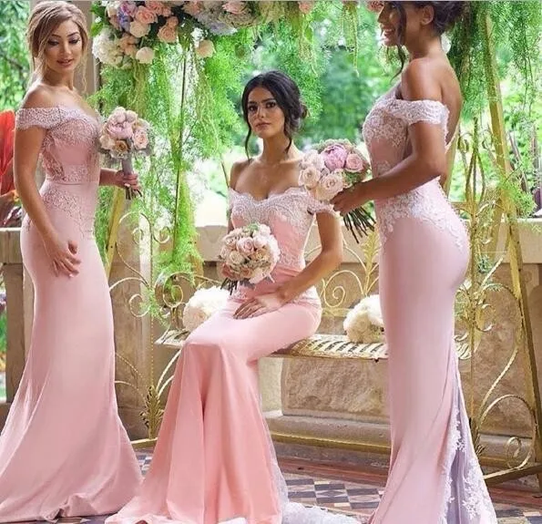 Top Trends: Pink Lace Applique Sexy 2018 Hot Mermaid Long Bridesmaid Dresses Maid Of Honor For Wedding Party With Train Plus Size Maxi 2-26w Shoppable Styles