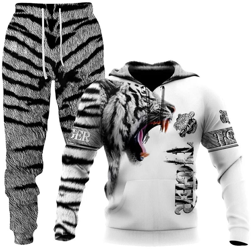 Top Trends: Animal 3D Tiger Printed Men Hoodies Pants Casual Hooded Sweatshirt Sweatpants Tracksuits 2pc Set Autumm And Winter Sport Suit Shoppable Styles