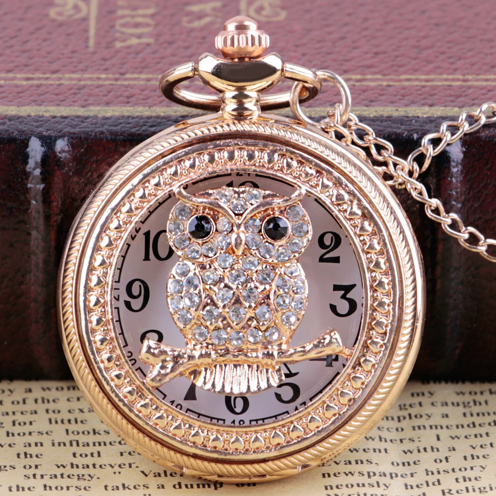 Top Trends: Pocket Watch Top Luxury Owl Skeleton Design Dial Chain Pendant Ladies Quartz Pocket Fob Watches Gift Relojes De Bolsillo Shoppable Styles