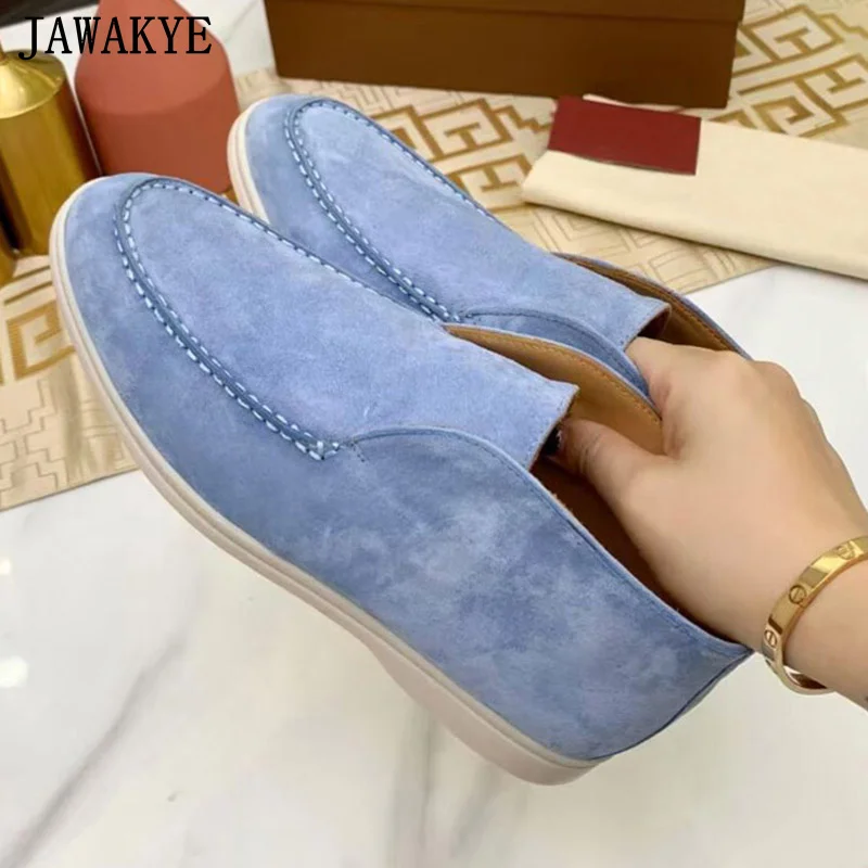 Top Trends: Comfort Suede Unisex High Top Loafers Round Toe White Rubber Sole Casual Flats Fashion One Pedal Couple Flat Mules Dress Shoes Shoppable Styles