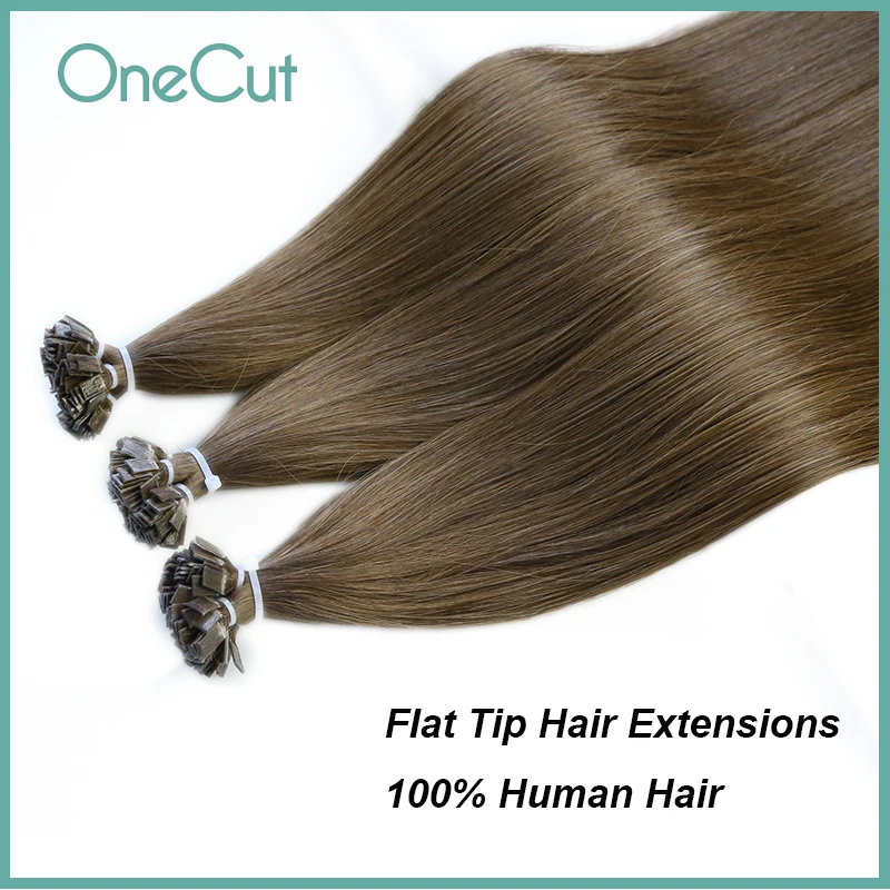 Top Trends: Flat Tip Hair Extensions Remy 100% Human Hairpieces Straight Keratin Tip Hair Extensions For Salon Pre Bonded Hairwigs Shoppable Styles