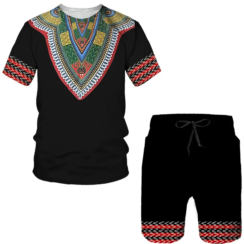 Top Trends: Summer 2-piece Set 2023 New 3D Print African Tshirt For Men Shorts Suits Vintage Clothes Men Hip Hop T Shirt Conjunto Masculino Shoppable Styles