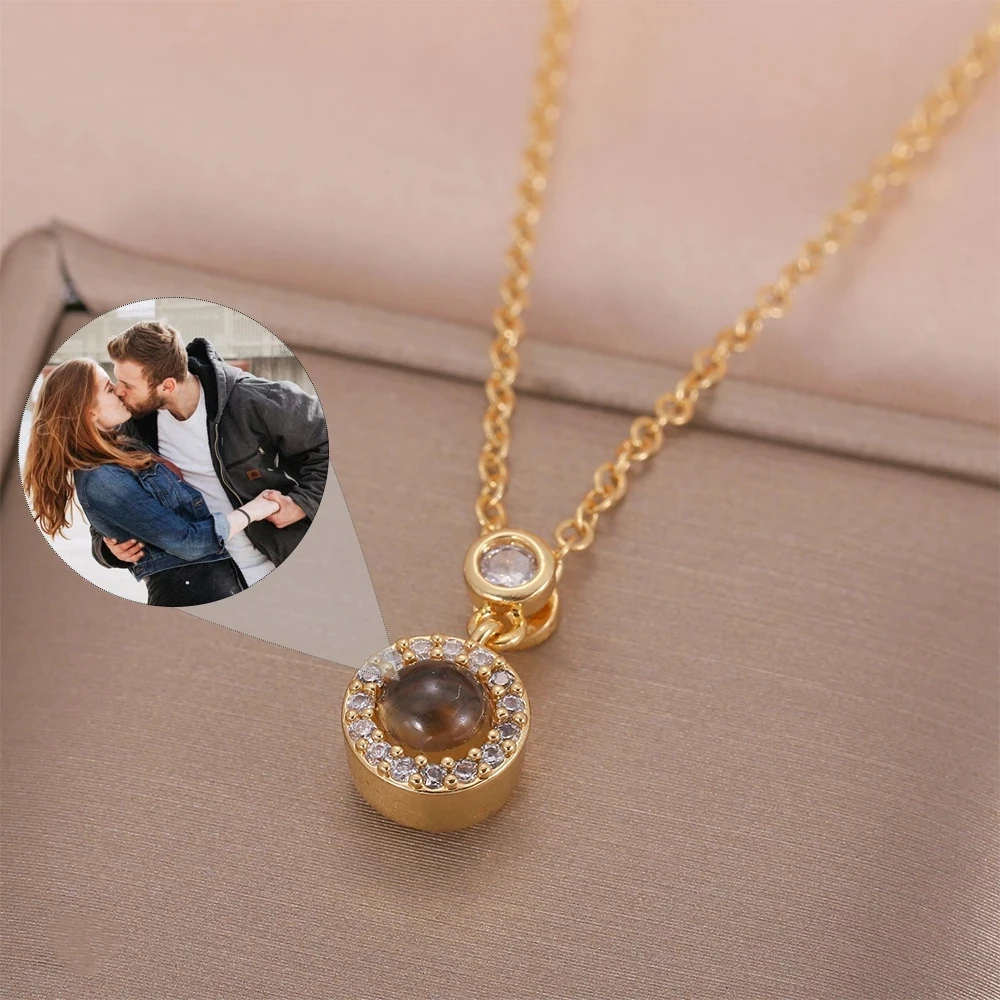 Top Trends: Dascusto New Custom Photo Necklace For Women Personalized Projection Picture Round Pendant Necklace Custom Jewelry Memorial Gift Shoppable Styles