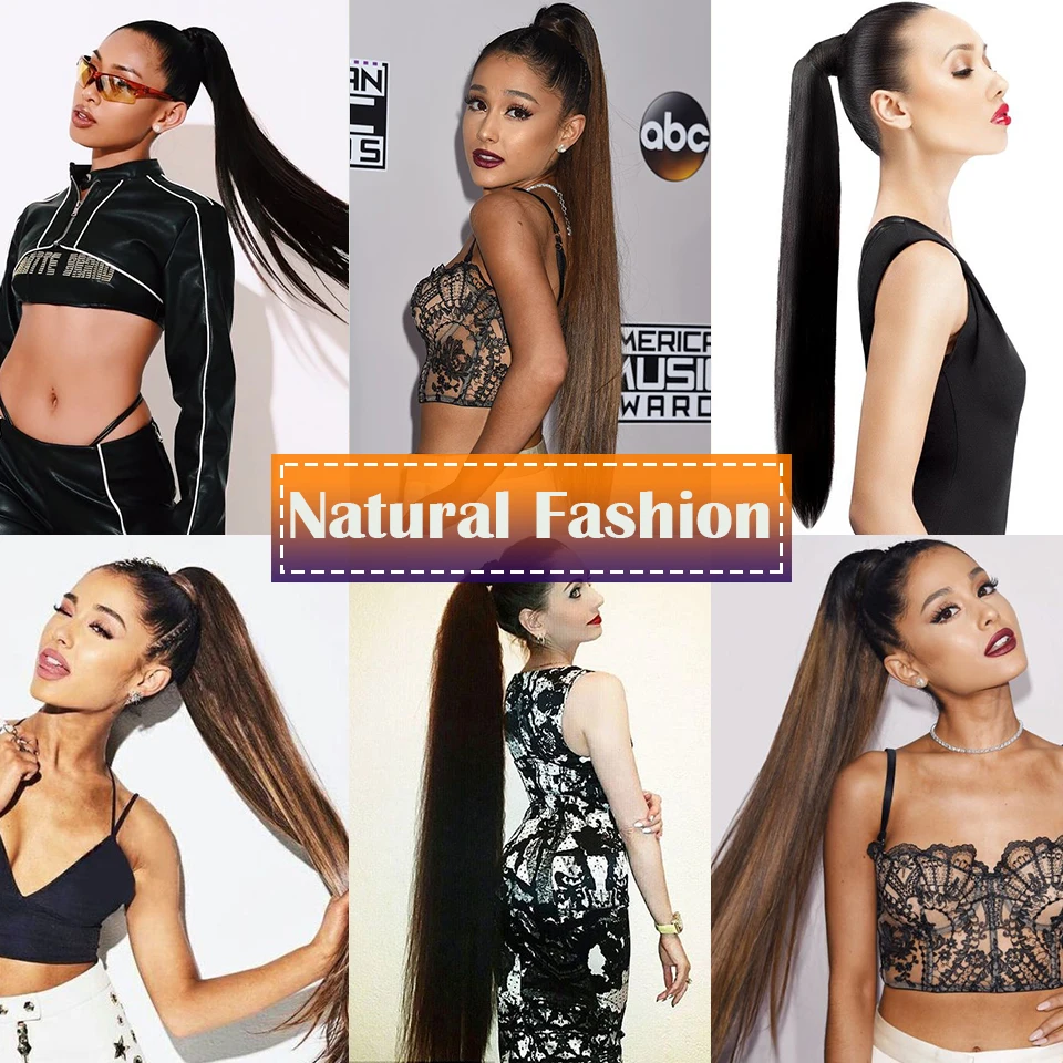 Top Trends: SEELAUGH Synthetic 32 Inch Hair Fiber Heat-Resistant Straight Hair With Ponytail Fake Hair Chip-in Hair Extensions Pony Tail Shoppable Styles - Image 6