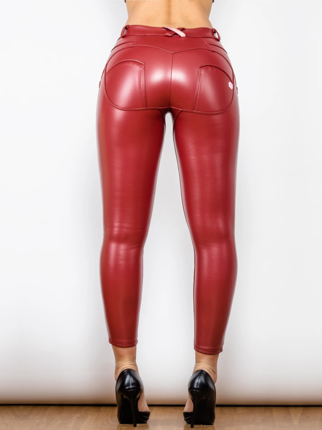 Top Trends: Shascullfites Melody Leather Pants Women Push Up Leather Leggings Burgundy Pants Shaping Sexy Latex Leggings Butt Lift Jeans Shoppable Styles