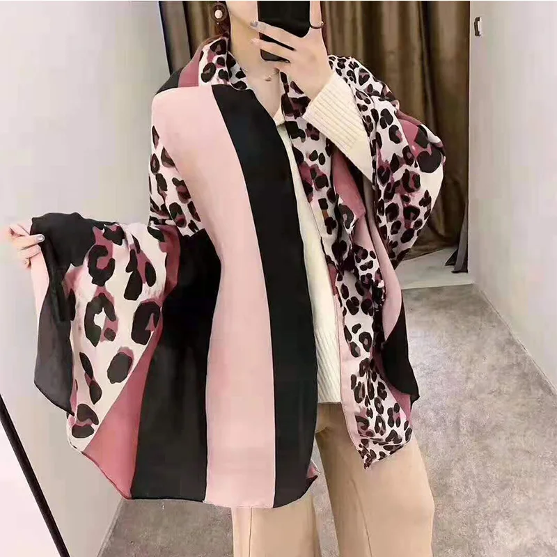 Top Trends: Winter Leopard Print Scarf Women Luxury Cotton Scarfs Large Size Pashmina Lady Shawls Winter Warm Animal Pattern Foulard Hijabs Shoppable Styles