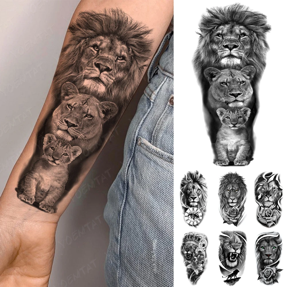 Top Trends: Waterproof Temporary Tattoo Sticker Lion Leopard Family Tiger Wolf Rose Flash Transfer Tatto Women Men Arm Body Art Fake Tattoos Shoppable Styles