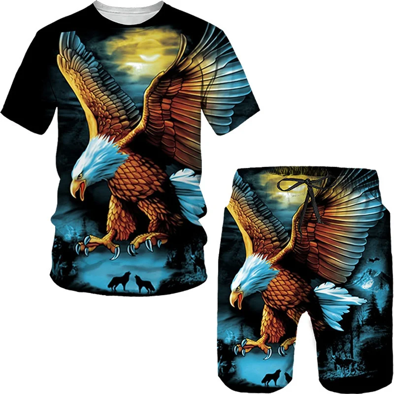 Top Trends: Soaring Eagle 3D Print Men's T Shirts O Neck Short Sleeve Oversized Tops Animal Graphic Tees Streetwear Summer Men's Tracksuit Shoppable Styles