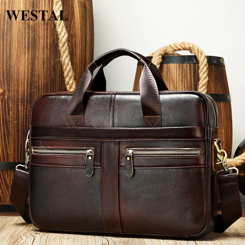 Top Trends: WESTAL Men's Briefcases Men's Bags Genuine Leather Lawyer / Office Bag Laptop Bag Men's Leather Briefcases Bag For Documents Shoppable Styles