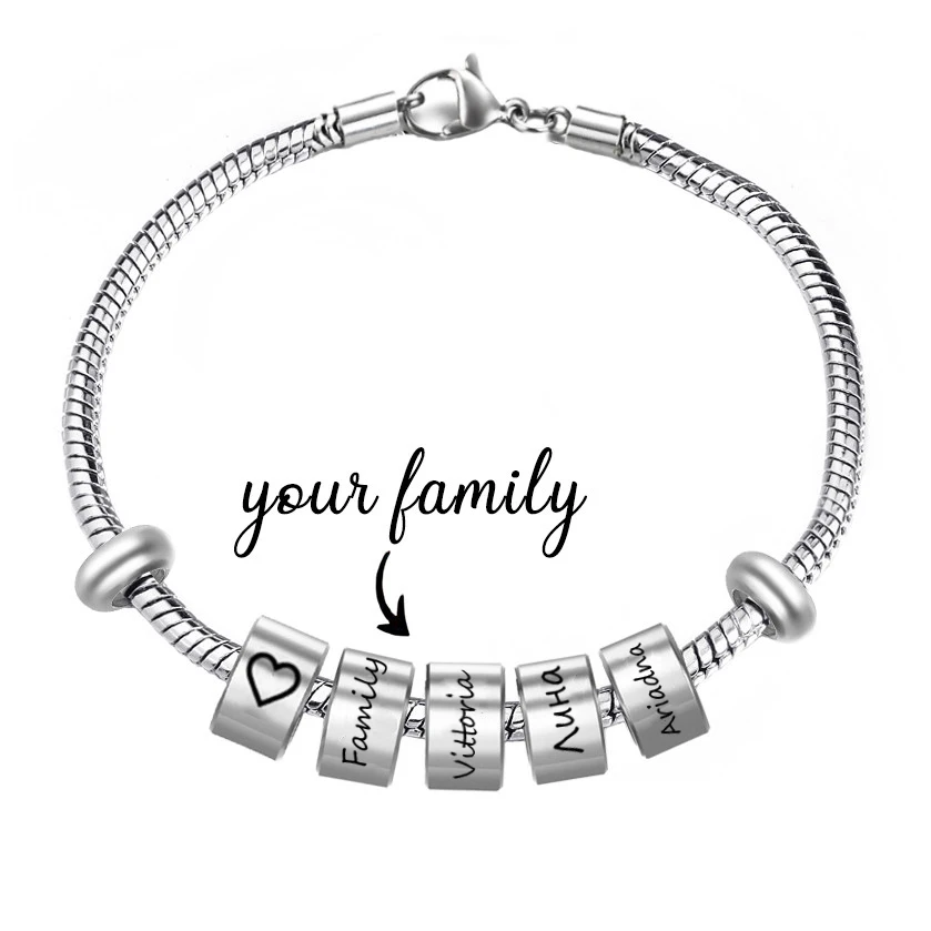 Top Trends: Custom Engravd Name ID Bracelet For Women Stainless Steel Jewelry Beads Charm Personnalisé Bangle Family Lovers Anniversary Gift Shoppable Styles