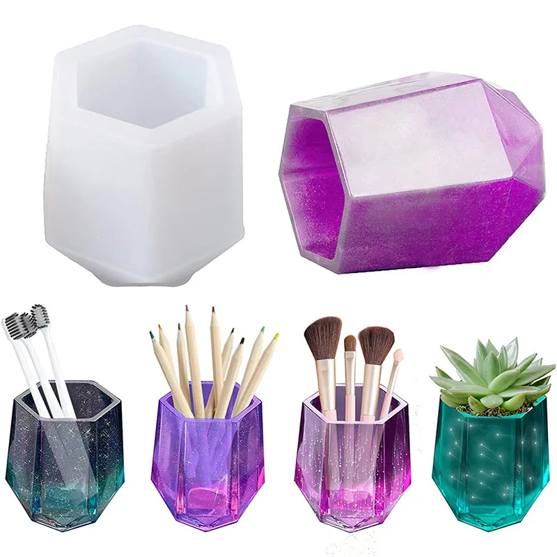 Top Trends: Hexagonal Pen Holder Storage Cup Silicone Mold Makeup Brush Holder Shape Epoxy Mold For UV Resin Flower Pot Home Decor Shoppable Styles