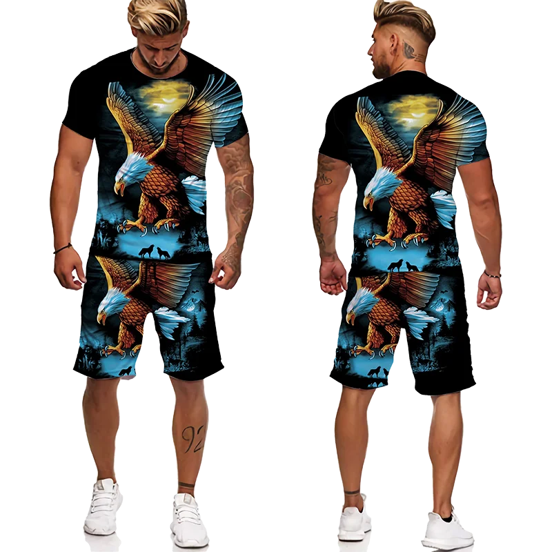 Top Trends: Soaring Eagle 3D Print Men's T Shirts O Neck Short Sleeve Oversized Tops Animal Graphic Tees Streetwear Summer Men's Tracksuit Shoppable Styles - Image 2